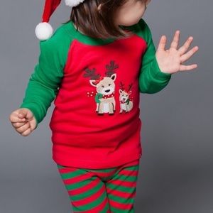 Reindeer Toddler Red and Green Christmas Pajamas